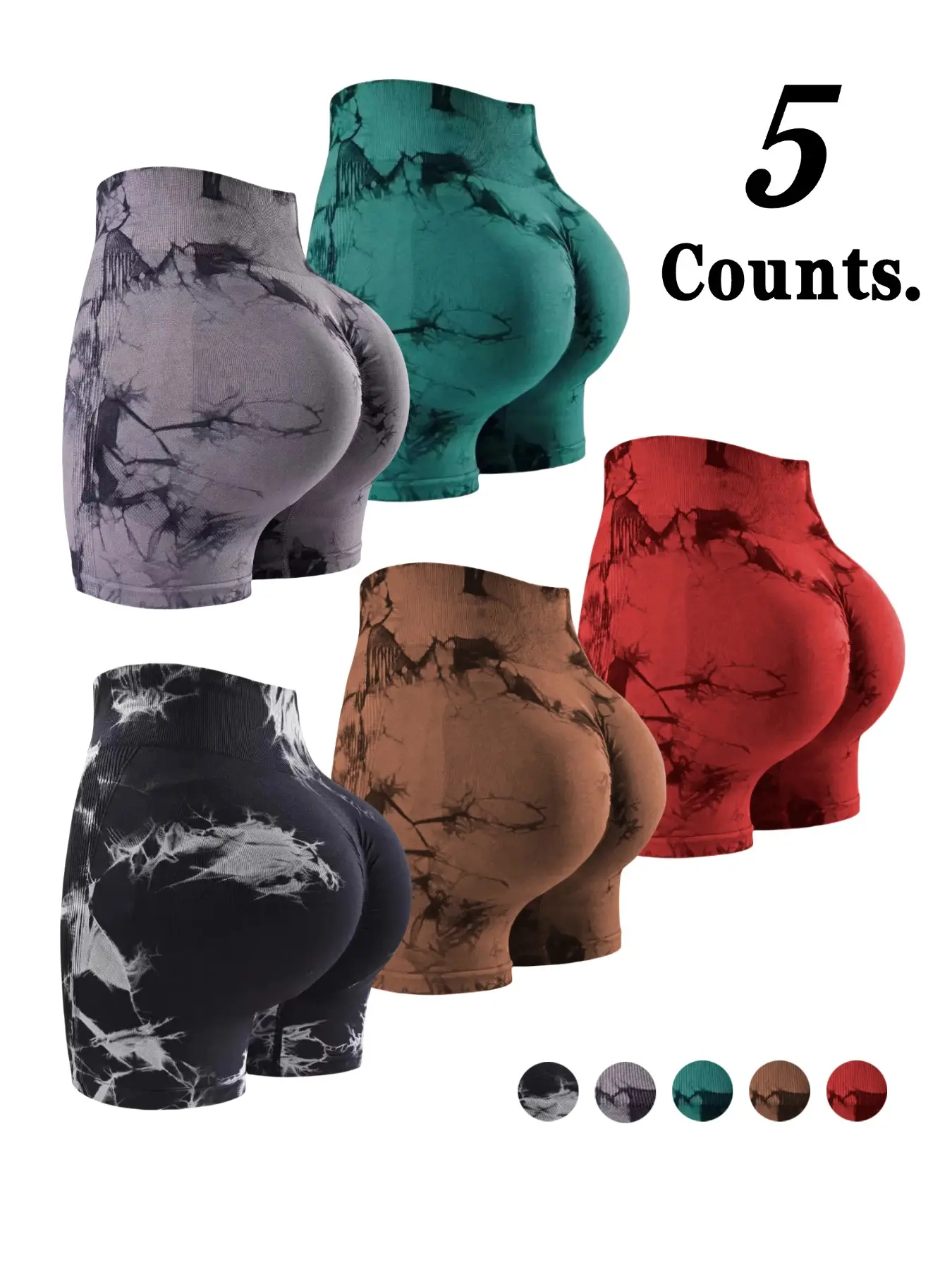 Women's Tie Dye Print High Waist Gym Shorts, High Stretch Casual Comfy Breathable Tummy Control Butt Lifting  Skinny Shorts for Yoga Gym Workout Running, Ladies Sportswear for All Seasons, Workout Impact Shorts, Athleisure Gym Shorts