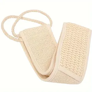 Exfoliating Back Scrubber Towel with Handle, Linen Bath Towel and Body Sponge, Deep Cleansing Shower Cloth for Skin Care, Exfoliating Mesh Sponge, Exfoliating Back Washcloth