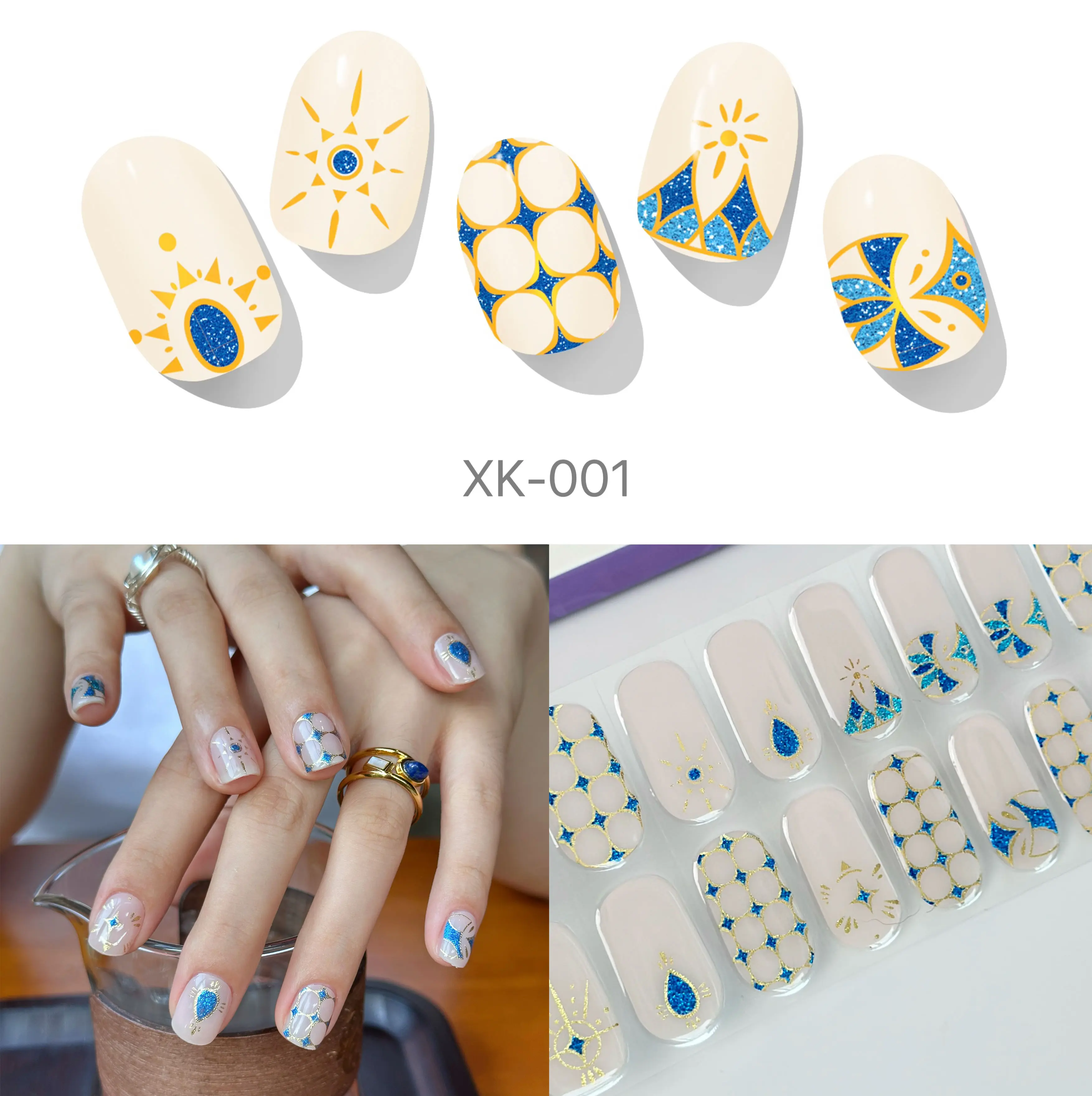 KiWi Semi-Cured UV Gel Nail Strips - Sea Skippers, 20pcs Wraps for Home DIY Manicure (Beauty & Personal Care, Nail Care Accessory)