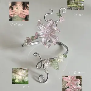 Handmade Blossom Pink Arm Cuff Handmade Fairy Floral Jewelry Howl Aesthetic Fairycore Arm Jewelry