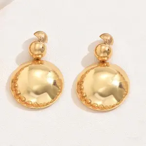 2Pcs Fashion Women Jewelry Set, Unique Metal Beaded Chain Necklace, Niche Luxury Pendant Earrings, All-Match Daily Accessory