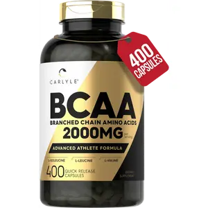 Carlyle BCAA Capsules | 2000mg | 400 Powder Pills | Amino Acids Supplement Blend | for Women and Men | with L-Isoleucine, L-Leucine, L-Valine | Non-GMO and Gluten Free