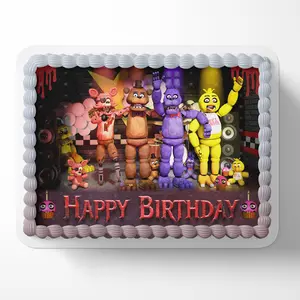 FNAF Five Nights at Freddys Edible Cake Image Topper Birthday Cake Banner 1/4 Sheet