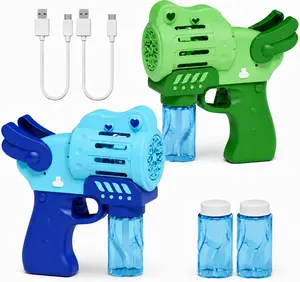 2-piece rechargeable bubble gun set, comes with 4 bottles of bubble solution, bubble toy gun with LED lights, suitable for children aged 3-12, summer toy, party gift, Easter, birthday gift