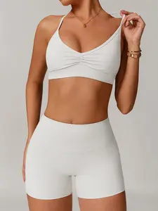 Women's Seamless Yoga Bra, Shockproof Wireless Design, Cross Shoulder Straps, Thin Comfortable Breathable, Suitable for Yoga and Daily Wear, Yoga Sports Bra, Workout Bras