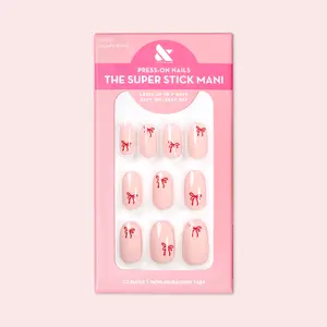 Vampy Bows | Short | Round - Tab Press-On