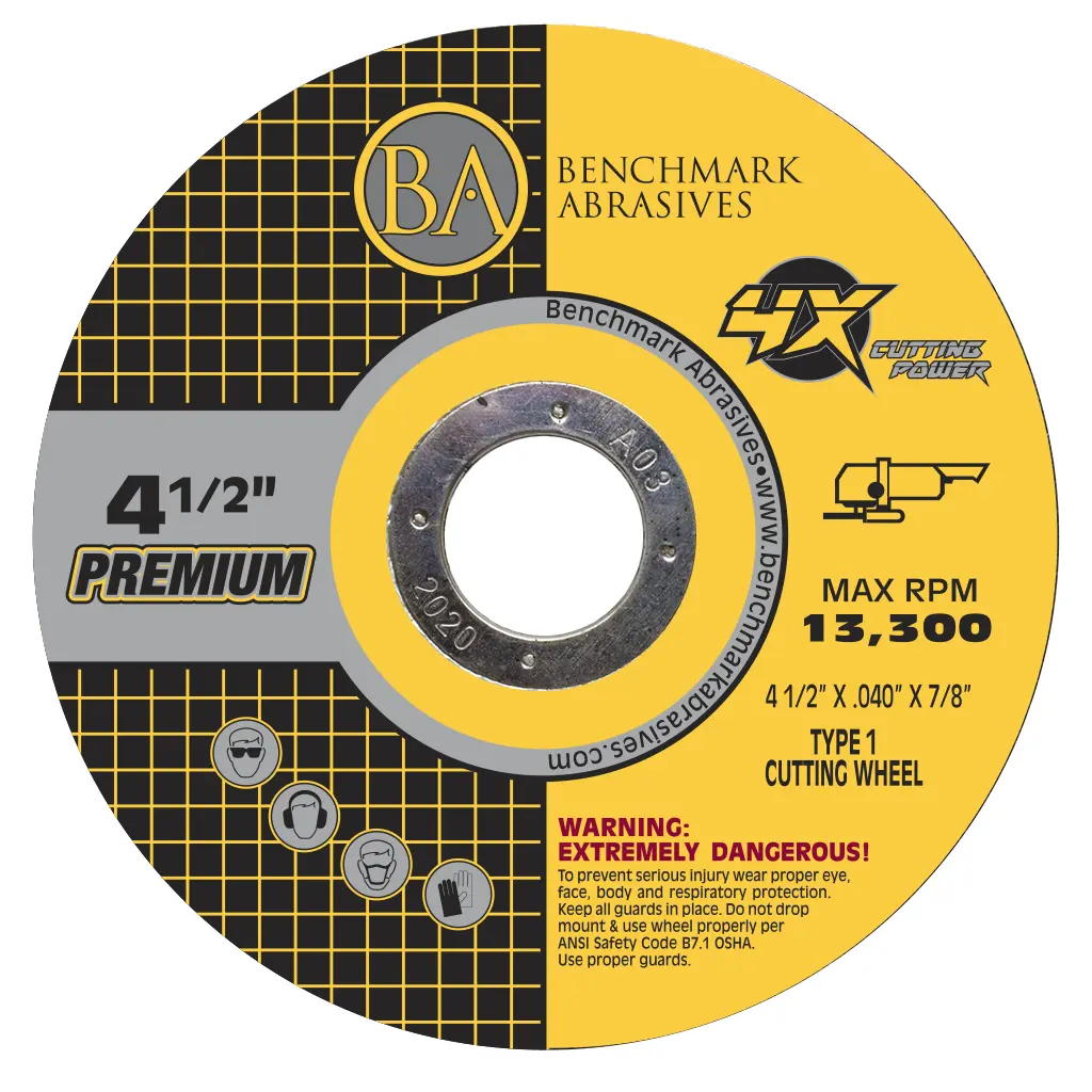 25-Piece T1 Aluminum Oxide Ceramic Grains Cutting Wheels, 4.5" x .040 x 7/8" with Fiberglass, High-Performance Cool-Cut Hand Tool, 13500 Max RPM, Less Dust for Iron, Ferrous Materials Cutting - Tools & Hardware