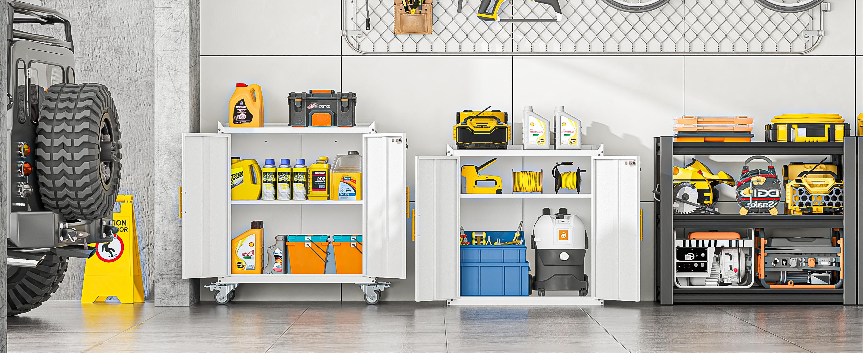 35.6"Metal Storage Cabinet with Wheels,Rolling Tool Cabinets with Doors and Adjustable Shelves,Lockable Garage Storage Cabinet,Heavy Duty Tool Chest for Home Office Utility Room,Assembly Required,