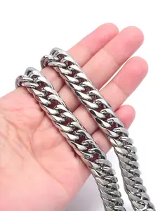 New Fashion Necklace Bracelet Set, Stainless Steel Cuban Chain, Waterproof Rustproof Hypoallergenic, Street Hip-Hop Style, Unisex Gift