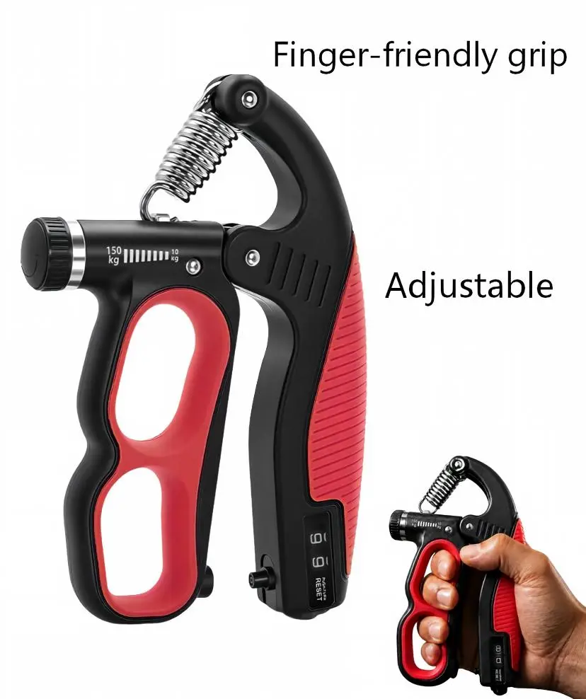 Upgraded Adjustable Hand Gripper Strengthener with Counter Display, 10-150kg Resistance Adjust, Non-Slip Widened Handle & Finger Grip Frame, Unisex Grip Training Equipment for Injury Recovery, Home Gym Strength Training, Multiple Colors