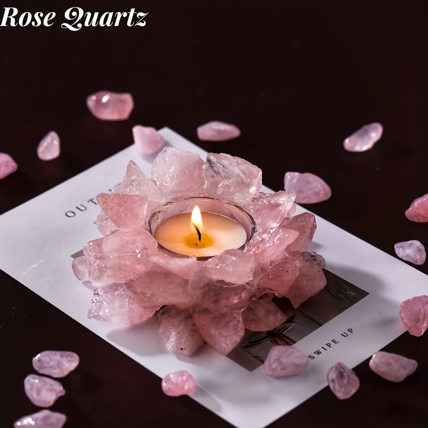 Pink crYstal candle holder