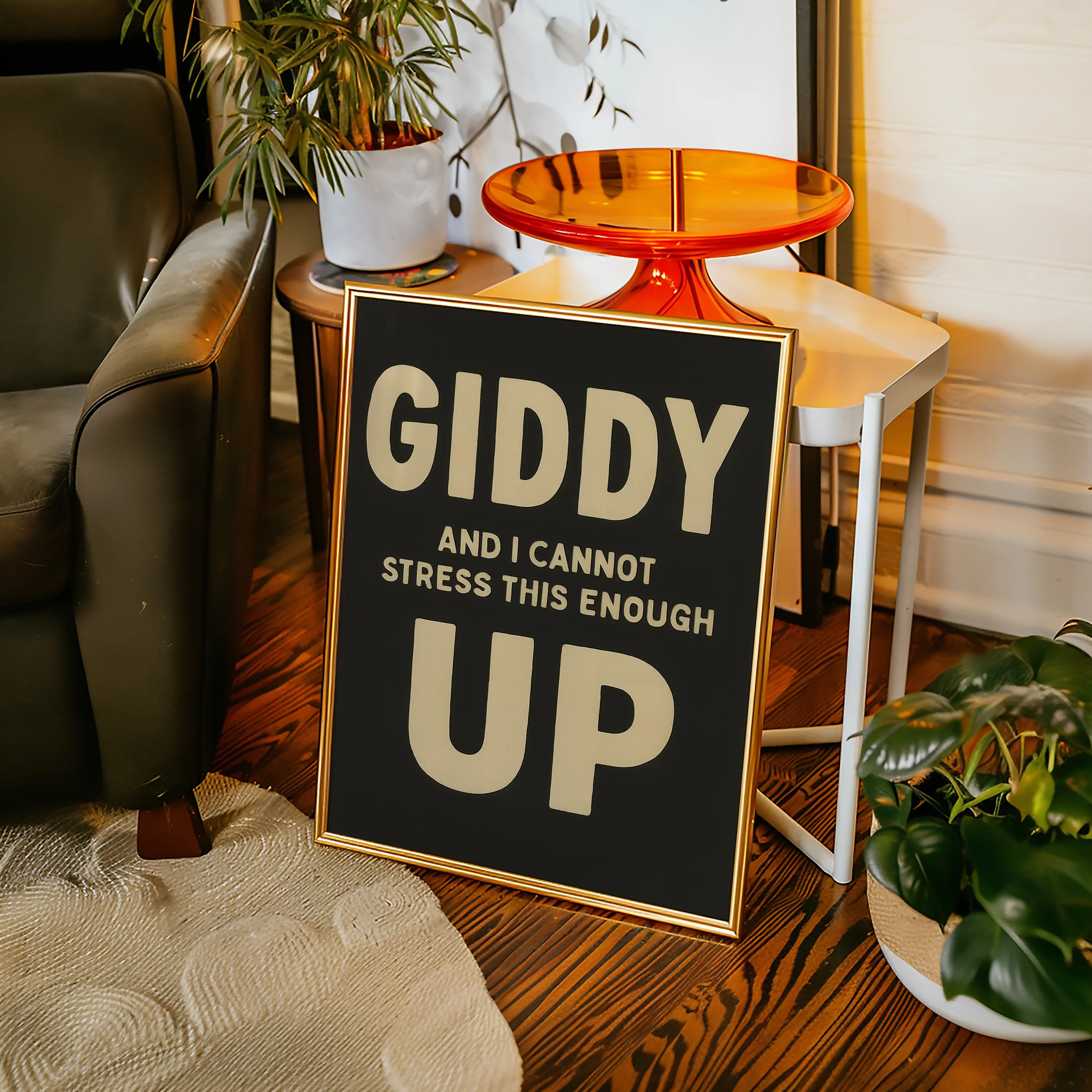 Giddy Up Typography Art Print - Funny Western Quote Wall Decor Home Bar Humor Poster l KoolyDesign