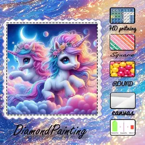 5D-DIY, premium velvet canvas, diamond art, diamond painting, unicorn dream AB diamond, fairy dust diamond, crystal diamond, perfect home decor, handmade diamond art painting kit, special craft diamond art kit