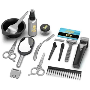 Pretend Play Barber Shop Toy for Kids Aged 3-6, Kids Shaving Kit with Electronic Clipper, Toddler Haircut Kit, Role Play Gift for Boys