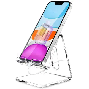 G_33_K Dual Folding Cell Phone Stand, Fully Adjustable Foldable Desktop Phone Holder Cradle Dock - Anti-Slip Base, Convenient Charging Port, Fits All Smartphones For Apple Iphone 17 16 15 Samsung for Desktop & Bed Use, Smartphone