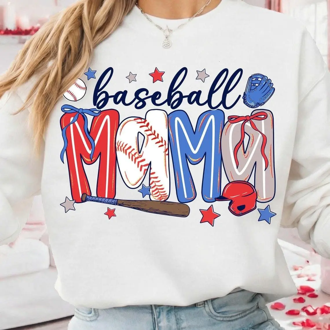 [Sale off up to 50%] Preppy Baseball Mama Bow Not Glitter Sweatshirt, Baseball Game Day, Baseball Mom, Sports Mom, Girly, Baseball Shirt, streetwear graphic tee