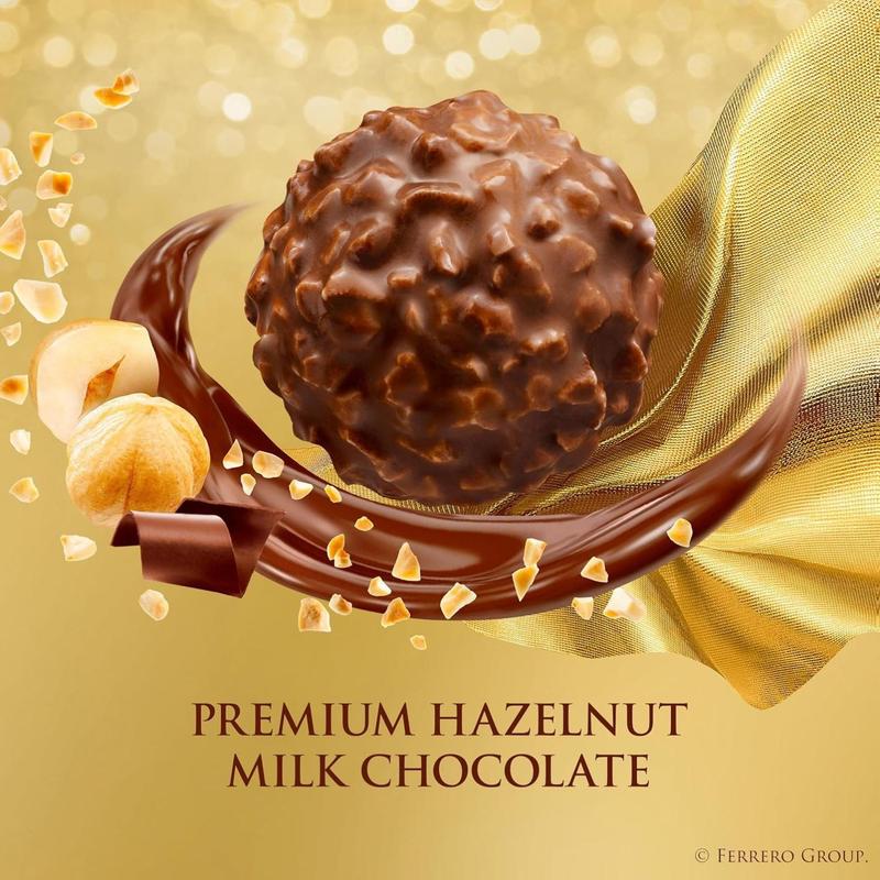 Ferrero Rocher, 12 Count, Premium Gourmet Milk Chocolate Hazelnut, Luxury Chocolate Holiday Gift, Individually Wrapped, 5.3 Oz