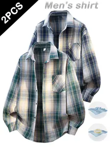 2-Pack Men’s Casual Plaid Shirts – Stylish, Versatile, Can Be Worn as Outerwear