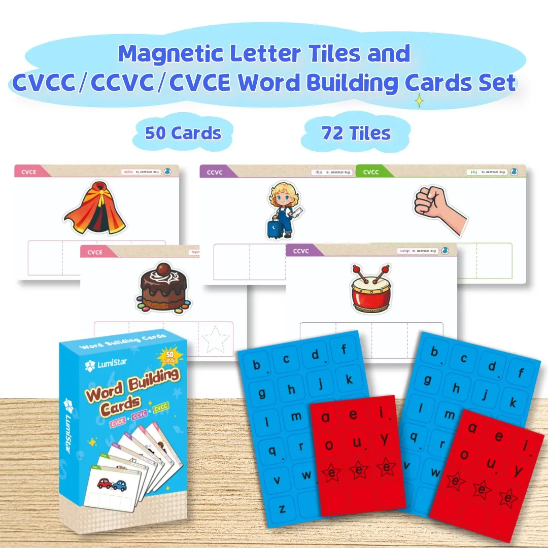CVCC CCVC CVCE Word Cards Magnetic Letter Tiles Set, Educational Learning Tools for Kids, Preschool Alphabet Tool, Durable & Reusable Alphabet Magnets, Learning Materials