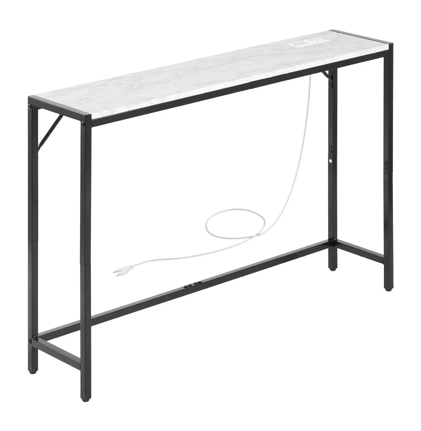 Marble Console Table with Power Outlet, 43.3" Narrow Sofa Table Default