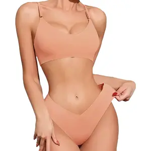 Bra and Panty Sets for Women Seamless Bralettes Lingerie Sexy Sets Comfortable Sports V Neck Bras Panty Thongs Sets