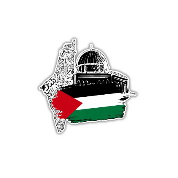 Palestine Flag Dome of the Rock Sticker, Waterproof Palestine Map Vinyl Decal for Laptop Water Bottle Car Window Helmet