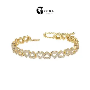 GGIRL Elegant Women's Artificial Zircon Inlaid Hollow Heart Design Bracelet Fashion Jewelry Accessories Party Daily Clothing Dainty Decor for Girl,Dainty Bracelet Gift for Her on Valentien's Day/Birthday
