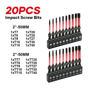 20 Pcs Industrial Screwdriver Bits Set, Premium S2 Alloy Steel, Impact And Wear-Resistant, Anti-Slip Magnetic Torx/Security Torx Screwdriver Bits Set, Corrosion-Proof, 1/4" Shank With Black Base, For Crafts, Forestry, Woodworking, Offices And DIY Use