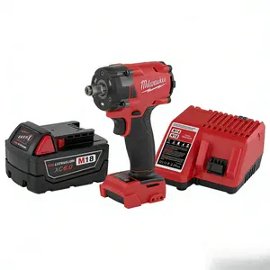 Milwaukee M18 FIW212  1/2 Inch Compact Impact Wrench Kit with 18V Lithium-Ion Battery and Charger for Professional Automotive Maintenance and Mechanical Assembly Featuring 300Nm Torque and 4-Mode Drive Control