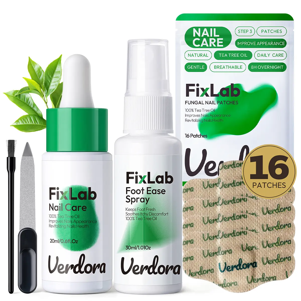 Fungal Nail Clean & Care Kit,8-Hour Overnight Nail Conditioning Kit,Tea Tree & Oregano Oil, At-Home Nail Surface Smoothing Set for Dull Thick Uneven Nails