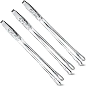 3 Pcs 11 Inches Korean BBQ Tongs Stainless Steel Kitchen Tweezers Grill for Cooking Hot Pot Food Yakiniku Clamp Tool for Salad, Fish, Steak, Barbecue, Buffet, Meat