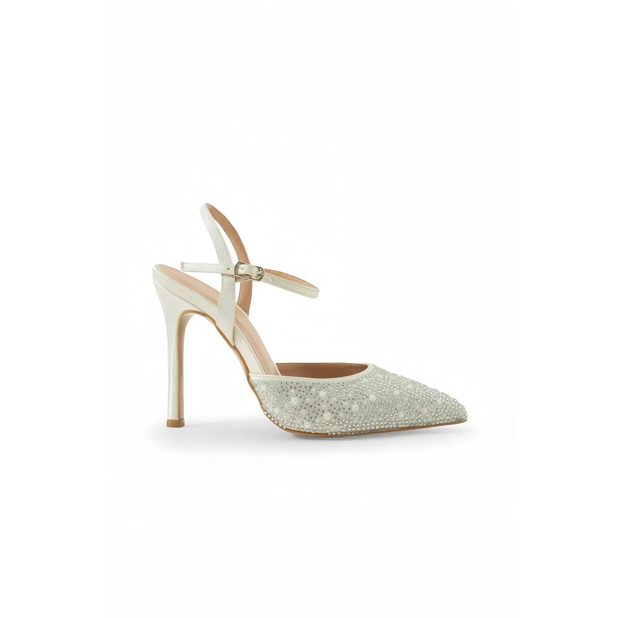 Candice | Ivory High Heels with Rhinestone