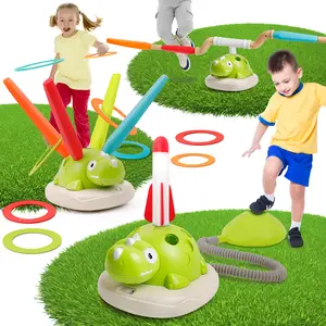 Edulok 3-in-1 Remote Control Dinosaur Play Set - Musical Bouncing Game with Ring Toss & Rocket Launcher, Perfect for Thanksgiving Family Fun, Indoor/Outdoor Active Play for Ages 3+