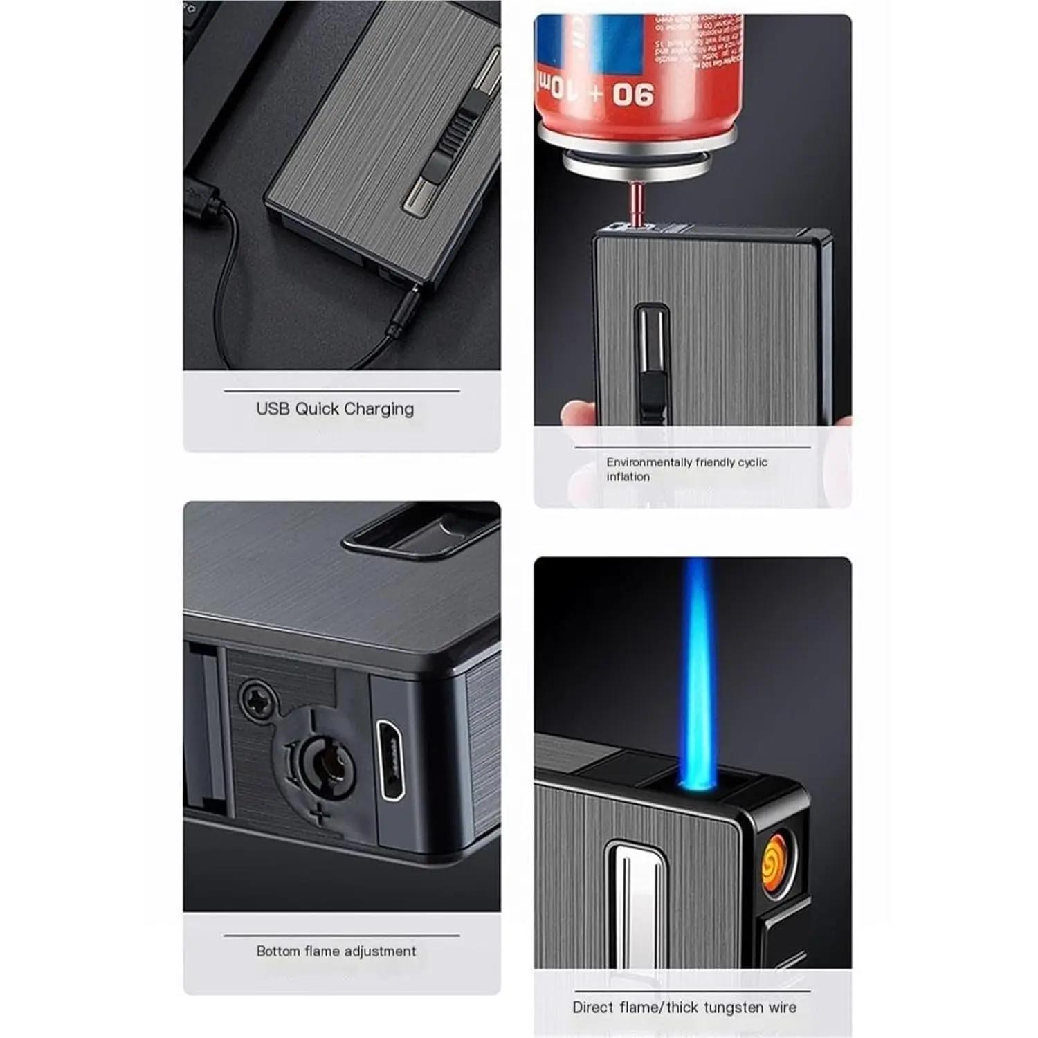 2026 Portable Windproof Lighter Storage Case, USB Rechargeable, for Bedroom, Office & Outdoor, Ideal Gift for Men & Friends (Butane Not Included)
