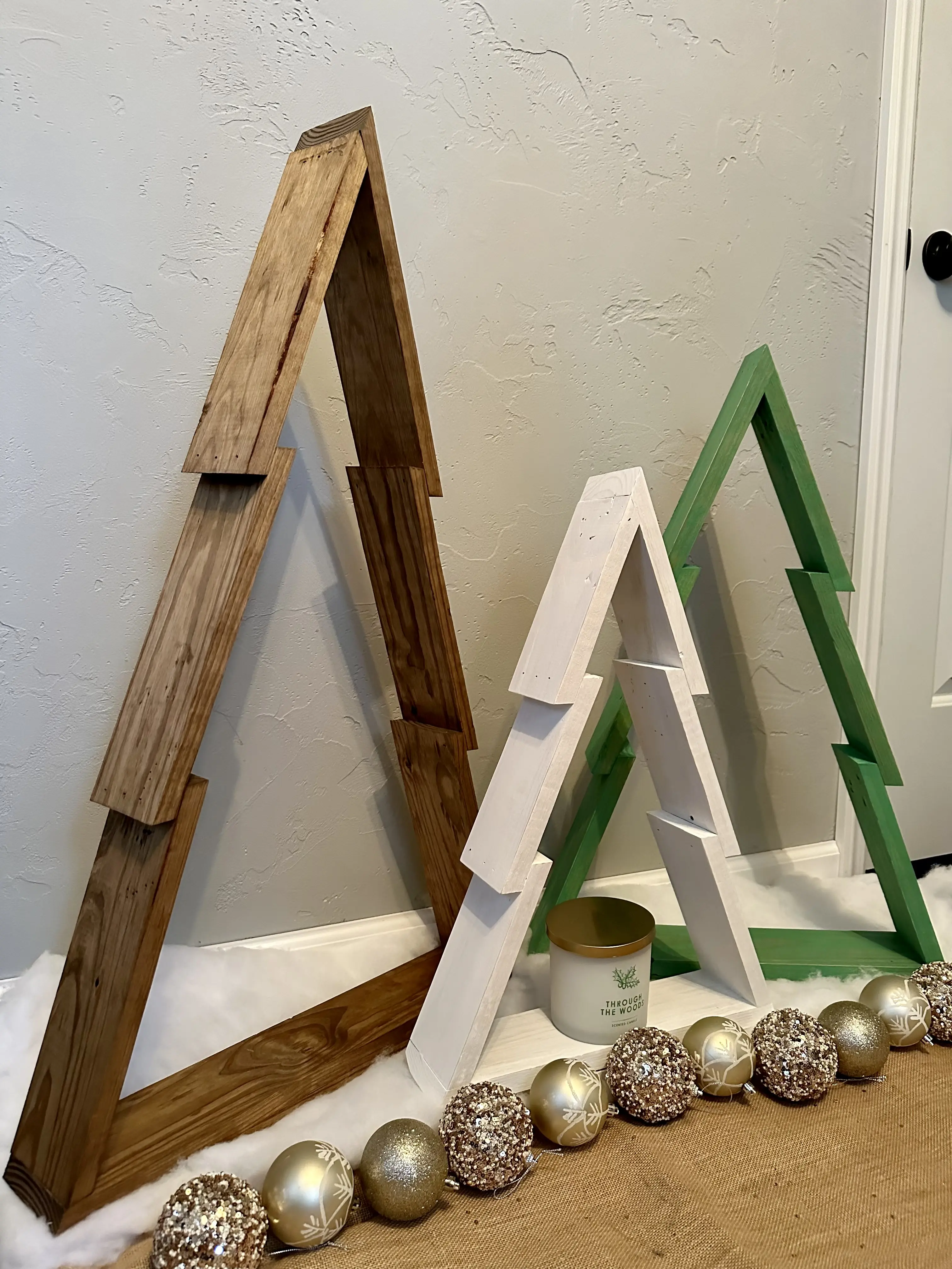 Tall Rustic Wood Christmas Tree Decoration Set