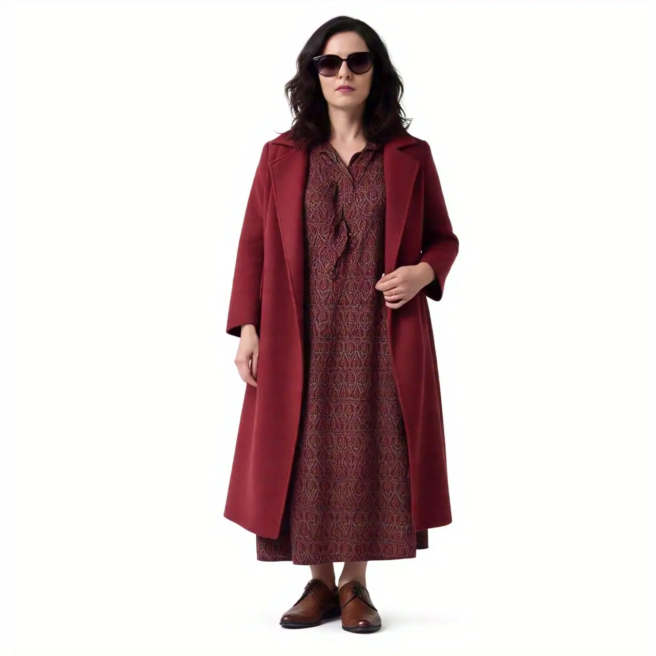 NEW WOMEN’S COLOR MAROON FLEECE OVERCOAT