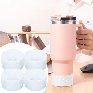 4pcs Glitter Silicone Boot for Stanley H2.0 30oz 40 Oz &Hydro Flask 12-24 Oz and Water Bottle Bottom of 2.9-3in,Tumbler Boot Sleeve Bottom Protector for Stanley Cup Accessories