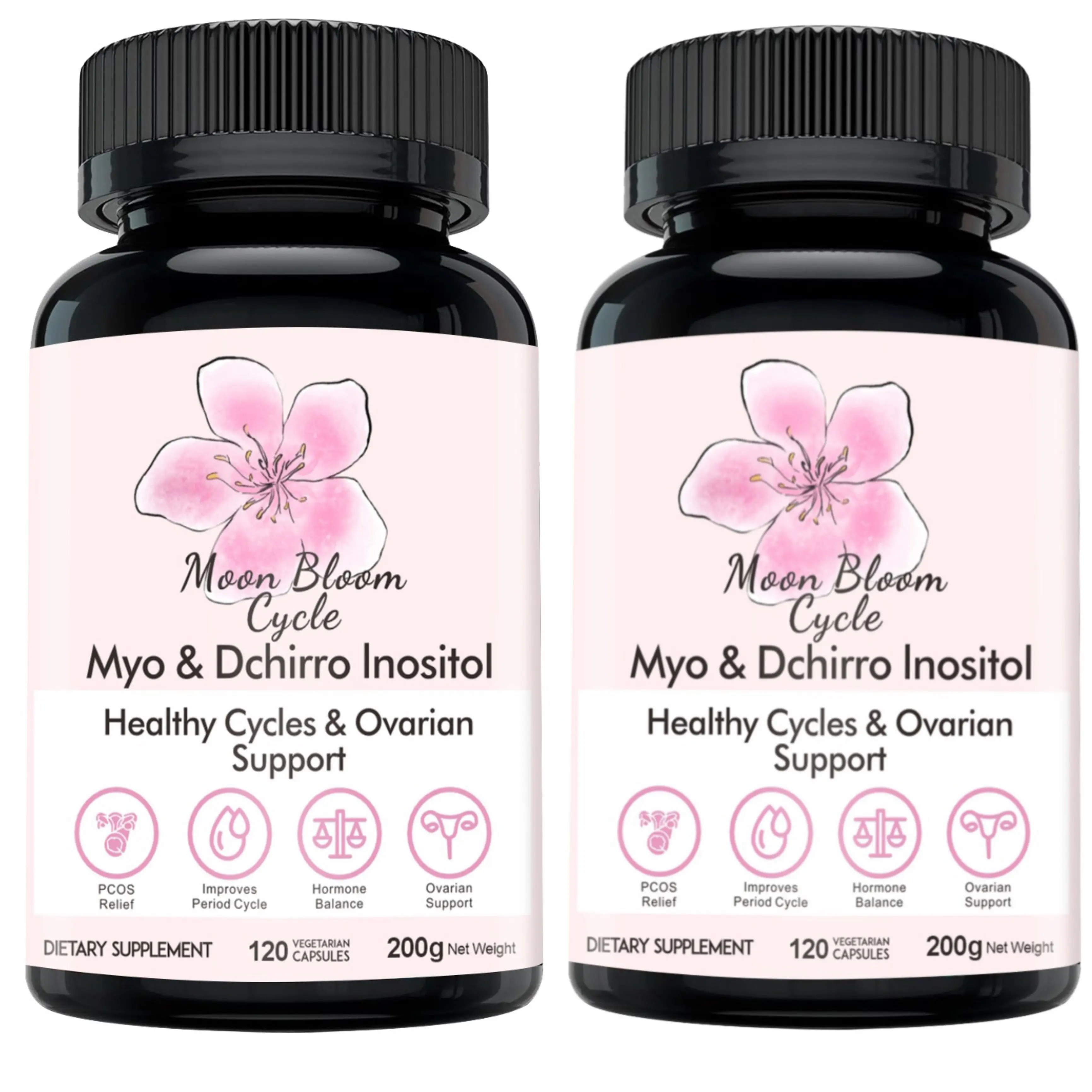 Moon Bloom Cycle Pills (2-Month Supply) | Myo-Inositol, D-Chiro Inositol, CoQ10, Vitamin D3, B6, B12, Folate & Magnesium Glycinate
