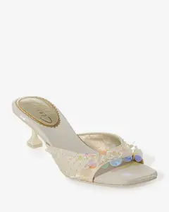 Paillette Strap Heel Pearl