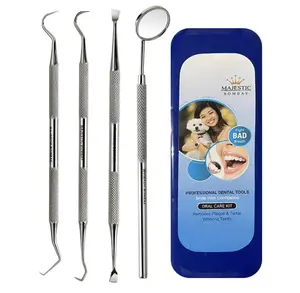 Stainless Steel Dental Hygiene Kit – Plaque Remover, Tartar Scraper, Tooth Pick & Mouth Mirror | Pro-Grade Teeth Cleaning Tool Set for Fresh Breath & Healthy Smiles | Pet-Friendly + Free Case!