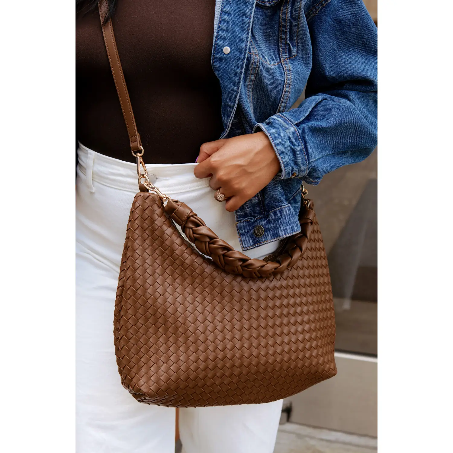 Kelly Woven Convertible Shoulder Bag