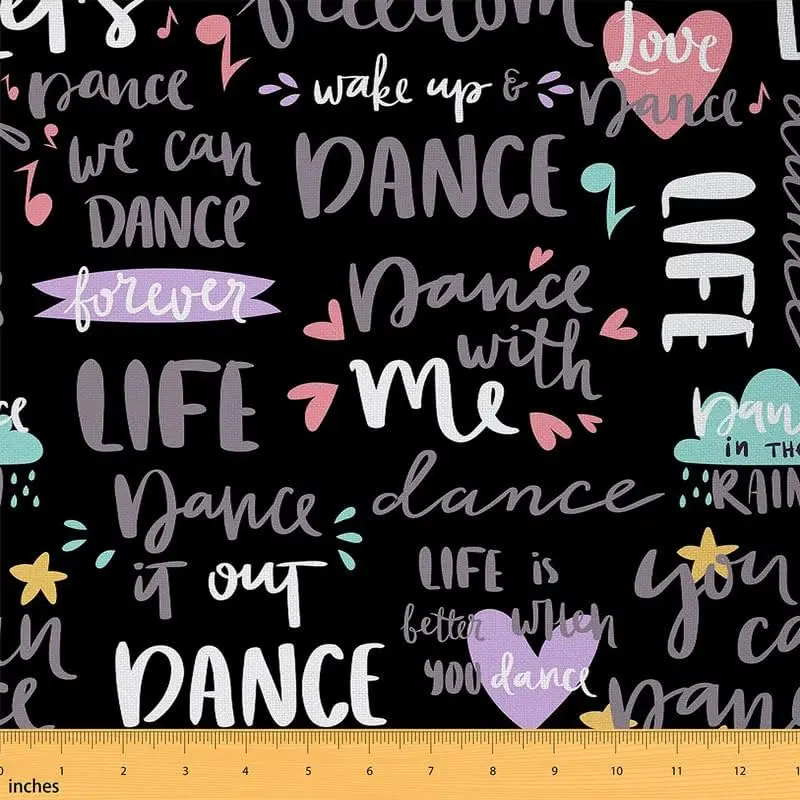 Hippie Graffiti Upholstery Fabric by The Yard,1 Yard,Dance Life Dancer Decorative Fabric for DIY Projects,Hip Hop Street Culture Waterproof Fabric, Hammock, Curtains