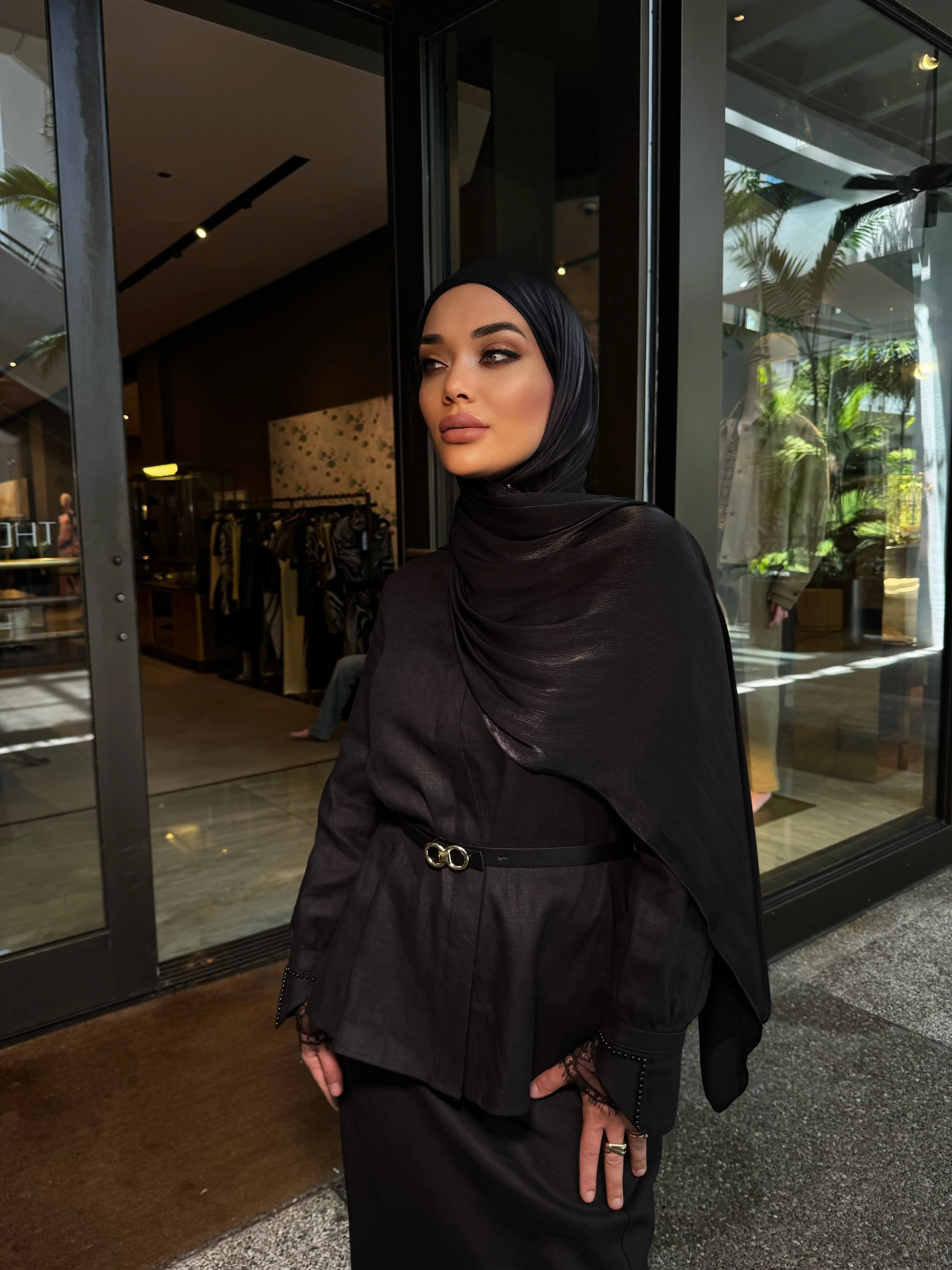 Linen set in black