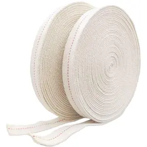 3/4 Inch Flat Cotton Oil Wicks for Hurricane Lamp Kerosene Based Lanterns and Candle Burners Red Stitch 13ft/ 2 Rolls