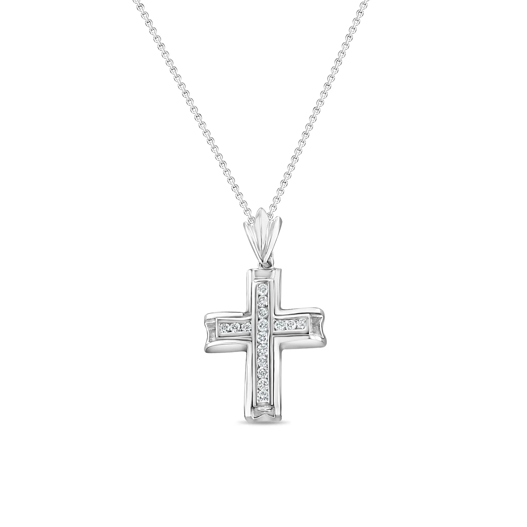 1/2 Carat Diamond Cross Pendant 14k White Gold