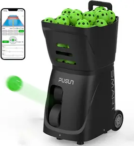 PUSUN PP-Smart Pickleball Machine with 80+ Ball Capacity Smart Programming 4-6H Battery Remote App Control Adjustable Angle & Speed Ideal for Intermediate Players Consistent Solo Practice