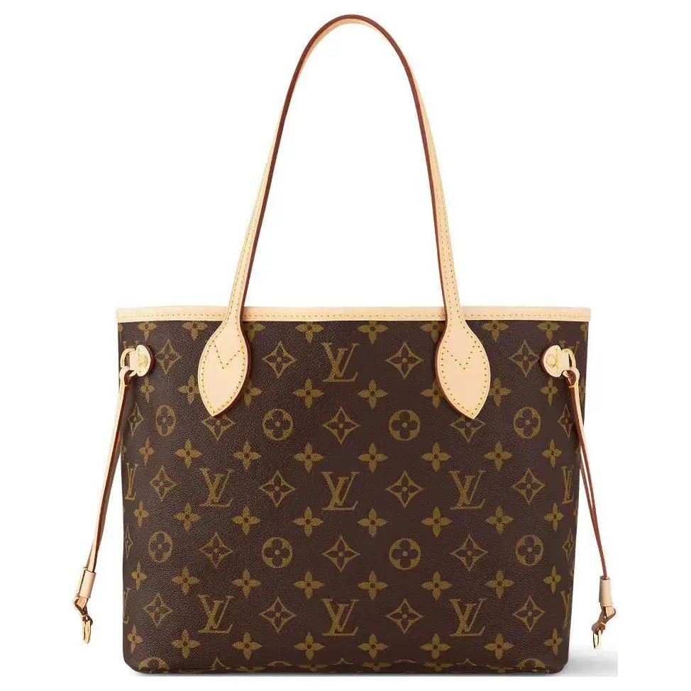 Louis Vuitton Neverfull PM Coated Monogram Tote Bag With Detachable Pouch In Brown Canvas And Leather For Women