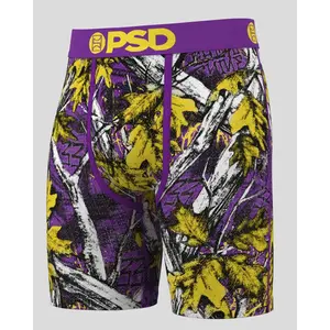 PSD Men's Aaron Jones Purple Tree Boxer Brief - Standard Length 7 Inch Inseam, Soft and Breathable Cotton Fabric