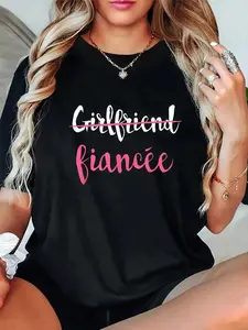 100% Cotton Couple Engagement Just Engaged T-Shirt Girlfriend Fiancee T-Shirt Casual Tops Sweatshirt, Hoodie, Comfort Colors