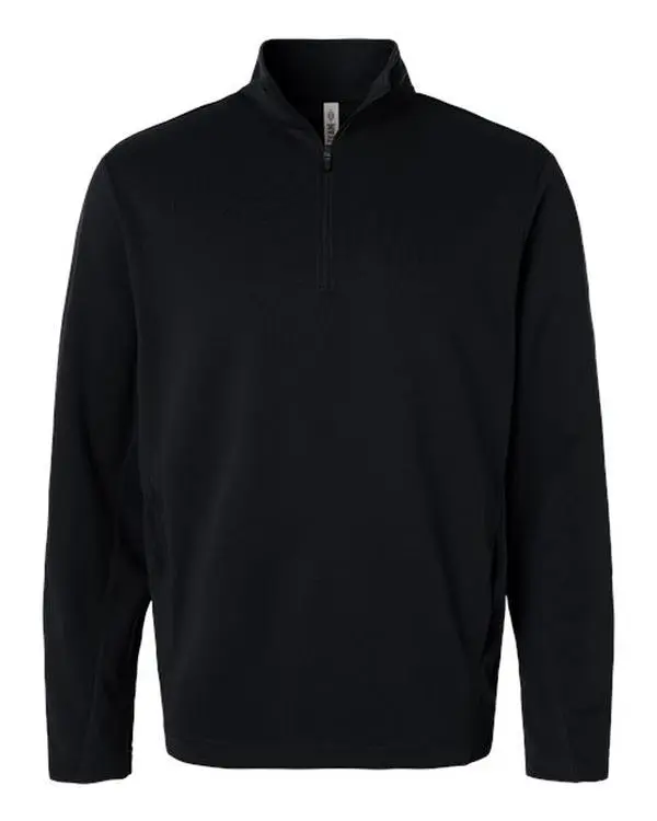 Team 365 TT401 Unisex Squad Cadet Quarter-Zip Tech Fleece Pullover - Menswear Black Casual Long Sleeve Zipper Top, Polyester Plain Warmer Jacket/Coat